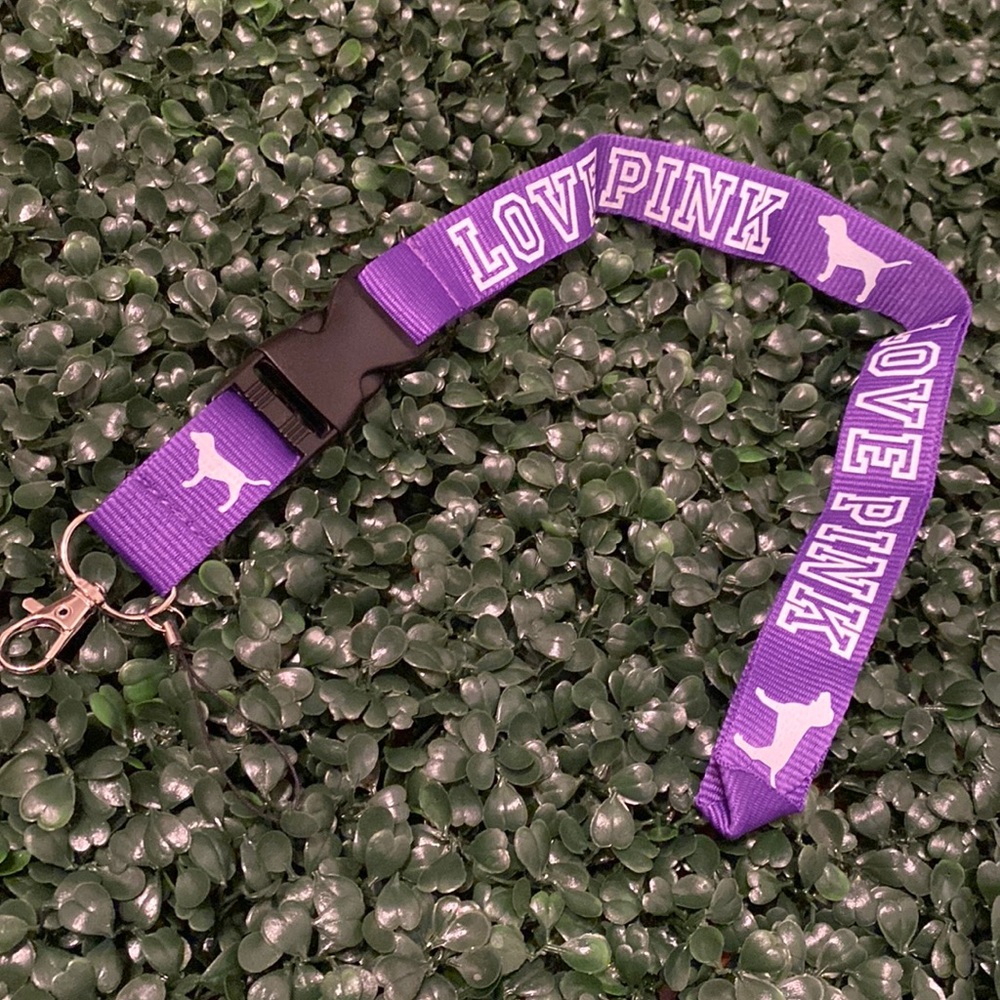 Love Pink Detachable Lanyard Purple & White